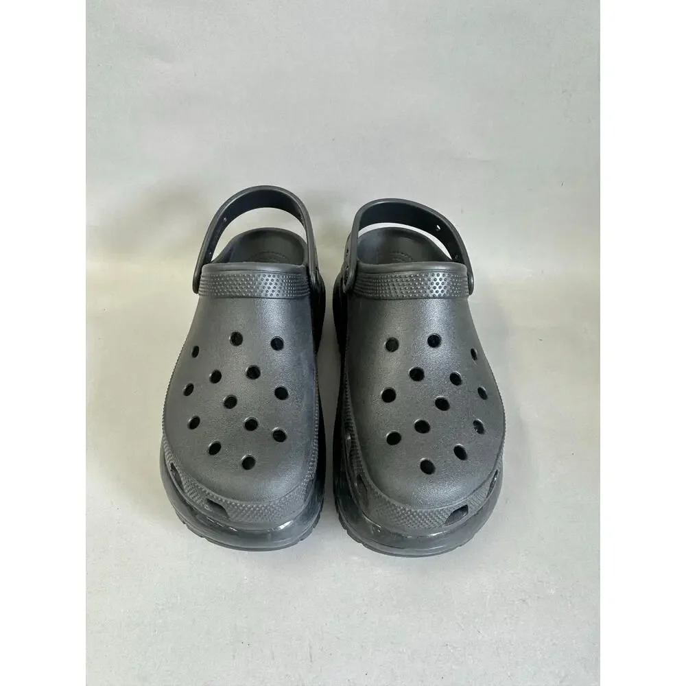 Crocs Classic Mega Crush‎ Clog Solid Black Matte/Shiny Women's Size 8 Mens 6